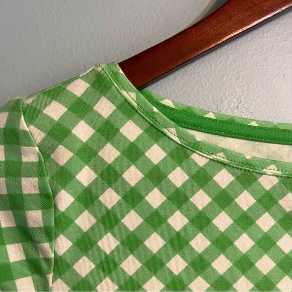 NWT Talbots Pima Cotton Bateau Neck Tee Green Gingham Sz Petite //Quarter Sleeve - Picture 5 of 12